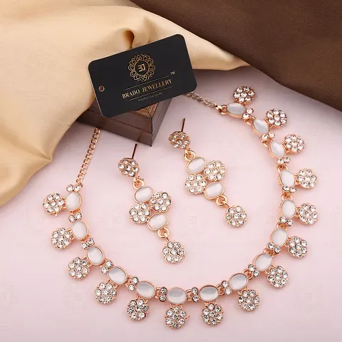 Fancy Alloy Golden American Diamond Jewellery Sets For Women