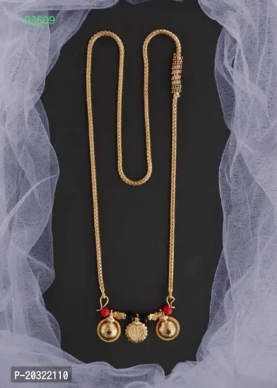 Stylish 1 Gram Gold Covering 24 Inch Long Vati Mangalsutra With Chain For Women-thumb0