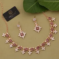 New Gold plated American diamond Necklace for Women and girls-thumb1