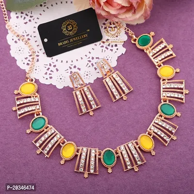 Elegant Alloy Rose Gold Plated American Diamond Jewellery Set-thumb3