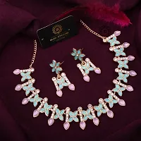 Elegant Alloy Rose Gold Plated American Diamond Jewellery Set-thumb1