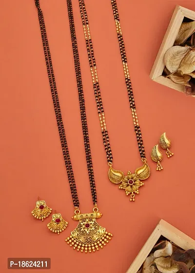 Combo Of 2 Premium Quality Mangalsutra Set With Earring For Women.