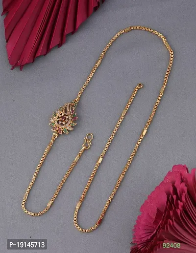 American Diamond Copper Gold Plated 24 Inch Mugappu Mop chain For Women