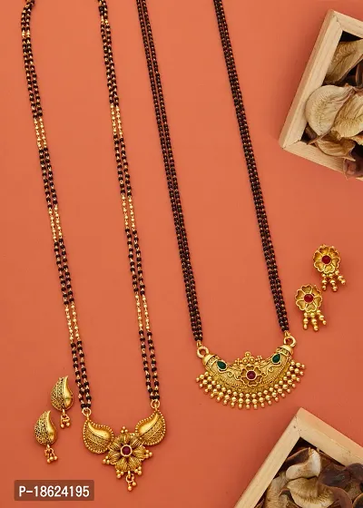 Combo Of 2 Premium Quality Mangalsutra Set With Earring For Women.