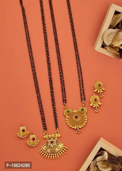 Combo Of 2 Premium Quality Mangalsutra Set With Earring For Women.