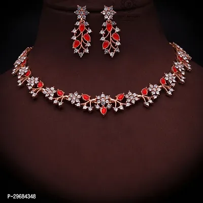 Trendy Rosegold Plated Choker Set With Matching Pair Of Earrings For Women And Girls.