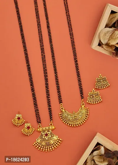 Combo Of 2 Premium Quality Mangalsutra Set With Earring For Women.-thumb0