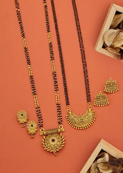 Combo Of 2 Premium Quality Mangalsutra Set With Earring For Women.