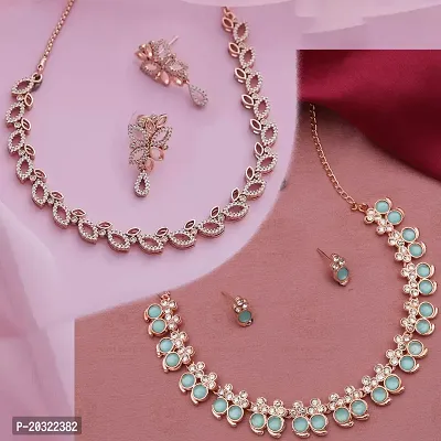 Exclusive Alloy Rose Gold Necklace Set For Women Combo Pack Of 2