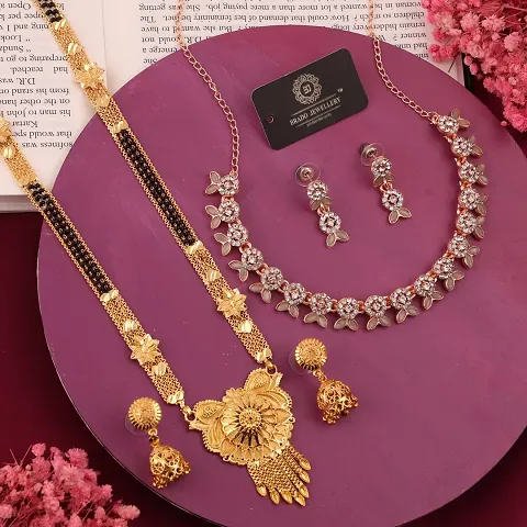 Beutifull Brass Neckless Set And Mangalsutra With Earring Pack Of 2