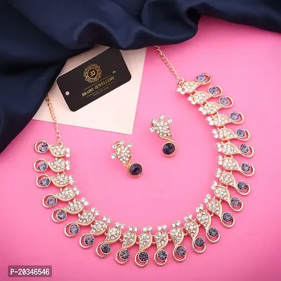 Elegant Alloy Rose Gold Plated American Diamond Jewellery Set