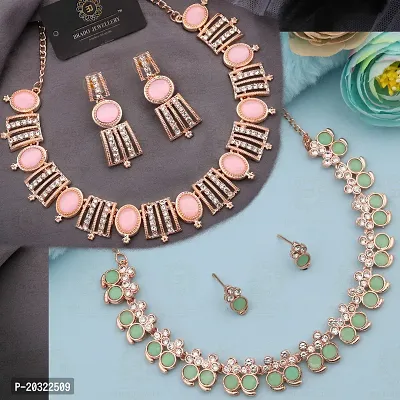 Exclusive Alloy Rose Gold Necklace Set For Women Combo Pack Of 2-thumb0