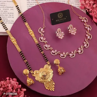 Beautiful Golden Necklace Set And Mangalsutra With Earring Pack of 3