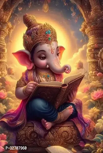 Lord Ganesh Religious Posters Multicolour 12 x18 Inch