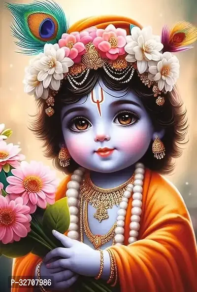 Lord Krishna Religious Posters Multicolour Printed 12 x18 Inch30cm x 45cm-thumb0