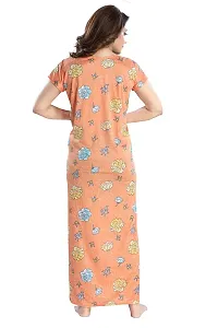 Elady Women Soft Hosiery Cotton Maternity Gown Nursing Feeding Nighty Pre and Post Pregnancy with Concealed Zip, Floral- Full Length - (Free Size, Orange)-thumb1