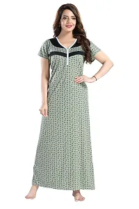 Elady Women Soft Hosiery Cotton Maternity Gown Nursing Feeding Nighty Pre and Post Pregnancy with Concealed Zip, Floral - Full Length (Free Size, Green)-thumb2