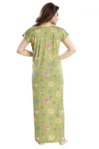 Elady Women Soft Hosiery Cotton Maternity Gown Nursing Feeding Nighty Pre and Post Pregnancy with Concealed Zip, Floral- Full Length - (Free Size, Green)-thumb1