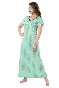 Elady Women Soft Hosiery Cotton Maternity Gown Nursing Feeding Nighty Pre and Post Pregnancy with Concealed Zip, Floral Design - Full Length - (Free Size, Green)-thumb3