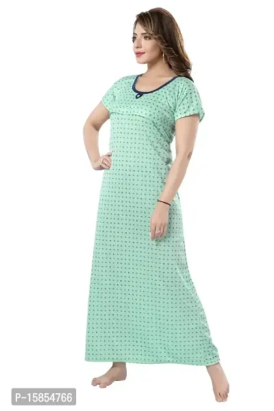 Elady Women Soft Hosiery Cotton Maternity Gown Nursing Feeding Nighty Pre and Post Pregnancy with Concealed Zip, Floral Design - Full Length - (Free Size, Green)-thumb4