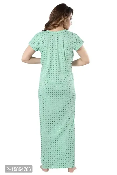 Elady Women Soft Hosiery Cotton Maternity Gown Nursing Feeding Nighty Pre and Post Pregnancy with Concealed Zip, Floral Design - Full Length - (Free Size, Green)-thumb2