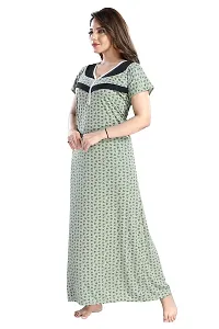 Elady Women Soft Hosiery Cotton Maternity Gown Nursing Feeding Nighty Pre and Post Pregnancy with Concealed Zip, Floral - Full Length (Free Size, Green)-thumb4