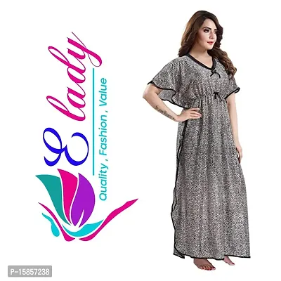 Elady Women's Printed Kaftan Nighty Soft Hosiery Satin Maxi with Full Length Night Gown Sleepwear for Ladies Super Soft Comfortable Design.-thumb4