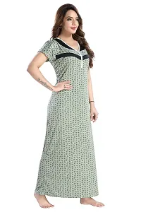 Elady Women Soft Hosiery Cotton Maternity Gown Nursing Feeding Nighty Pre and Post Pregnancy with Concealed Zip, Floral - Full Length (Free Size, Green)-thumb3