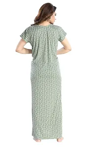 Elady Women Soft Hosiery Cotton Maternity Gown Nursing Feeding Nighty Pre and Post Pregnancy with Concealed Zip, Floral - Full Length (Free Size, Green)-thumb1