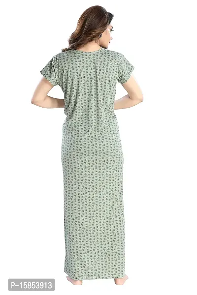 Elady Women Soft Hosiery Cotton Maternity Gown Nursing Feeding Nighty Pre and Post Pregnancy with Concealed Zip, Floral - Full Length (Free Size, Green)-thumb2