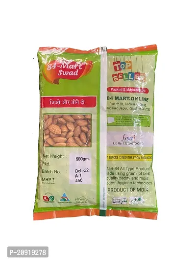 84 Mart 100% Natural Premium California Dried Almonds (400 gm, Pack of 1)-thumb0