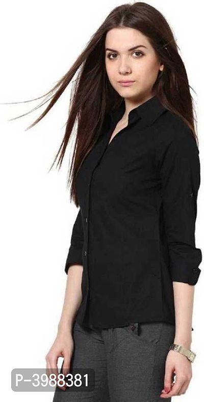 Fashionable Black Rayon Solid Shirt For Women-thumb3