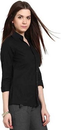 Fashionable Black Rayon Solid Shirt For Women-thumb3