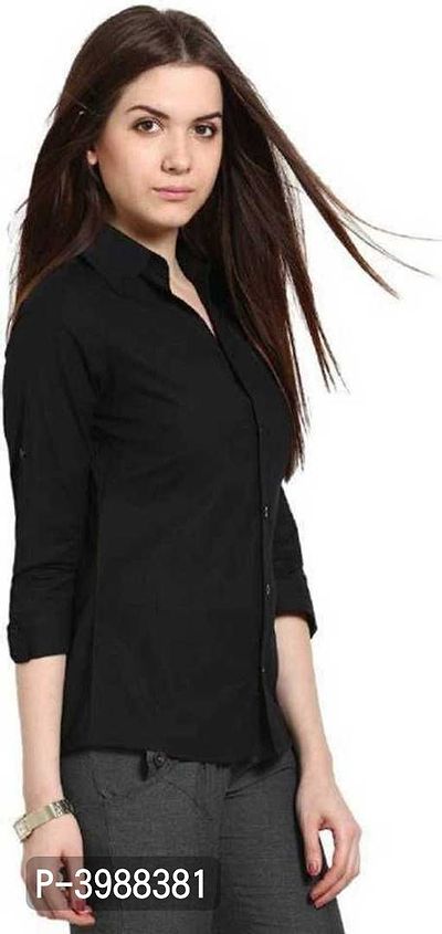 Fashionable Black Rayon Solid Shirt For Women-thumb4