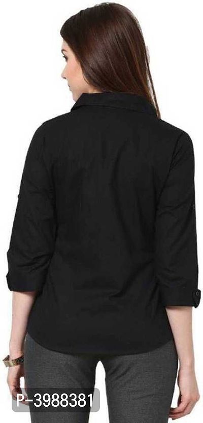 Fashionable Black Rayon Solid Shirt For Women-thumb2