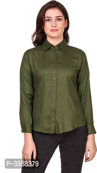 Fashionable Green Rayon Solid Shirt For Women-thumb0