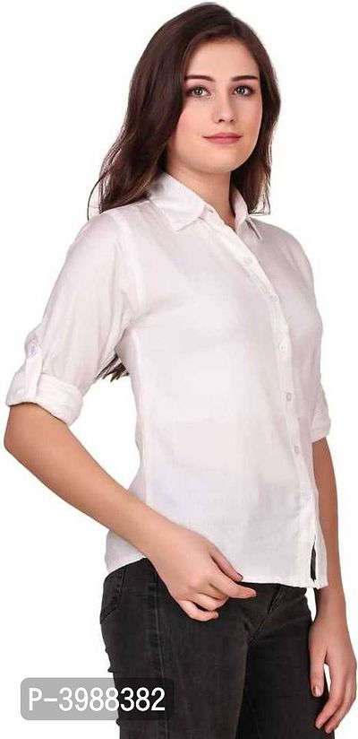 Fashionable White Rayon Solid Shirt For Women-thumb3