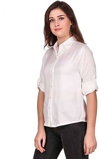 Fashionable White Rayon Solid Shirt For Women-thumb3