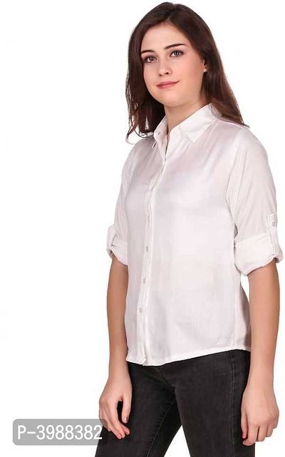 Fashionable White Rayon Solid Shirt For Women-thumb4