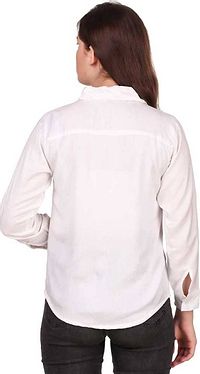 Fashionable White Rayon Solid Shirt For Women-thumb1