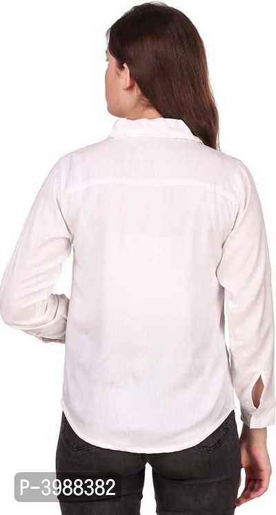 Fashionable White Rayon Solid Shirt For Women-thumb2