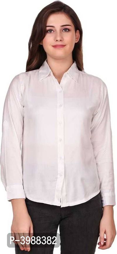 Fashionable White Rayon Solid Shirt For Women-thumb0