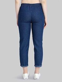 Solid Dark Blue Star Joggers for Women-thumb1