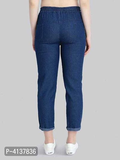 Solid Dark Blue Star Joggers for Women-thumb2