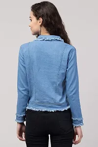 Shiva Trends Womens Denim Blue Collar Neck Jacket-thumb2