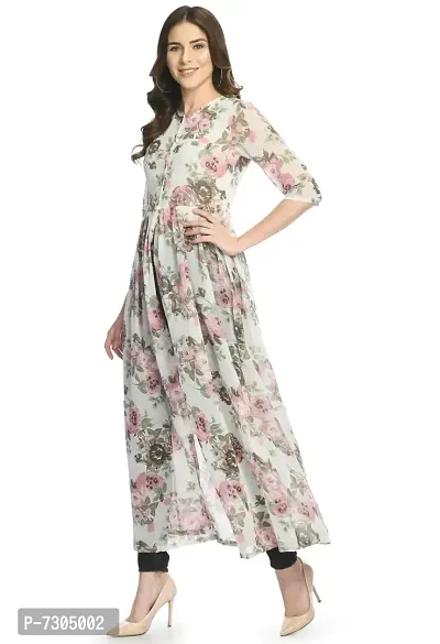 Contemporary Georgette Floral Printed Front Open Dress For Women-thumb2