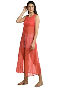 Stylish Georgette Solid A-Line Dresses For Women-thumb1