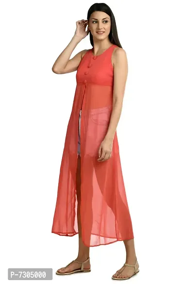 Stylish Georgette Solid A-Line Dresses For Women-thumb2