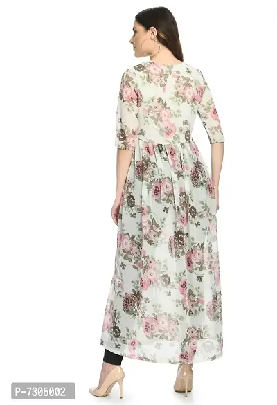 Contemporary Georgette Floral Printed Front Open Dress For Women-thumb4