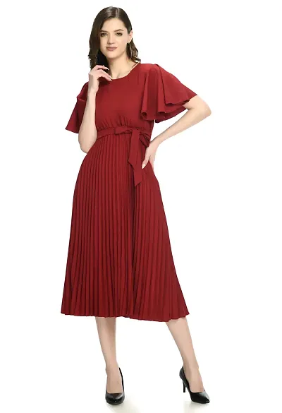 Solid Casual wear Pleated Dress